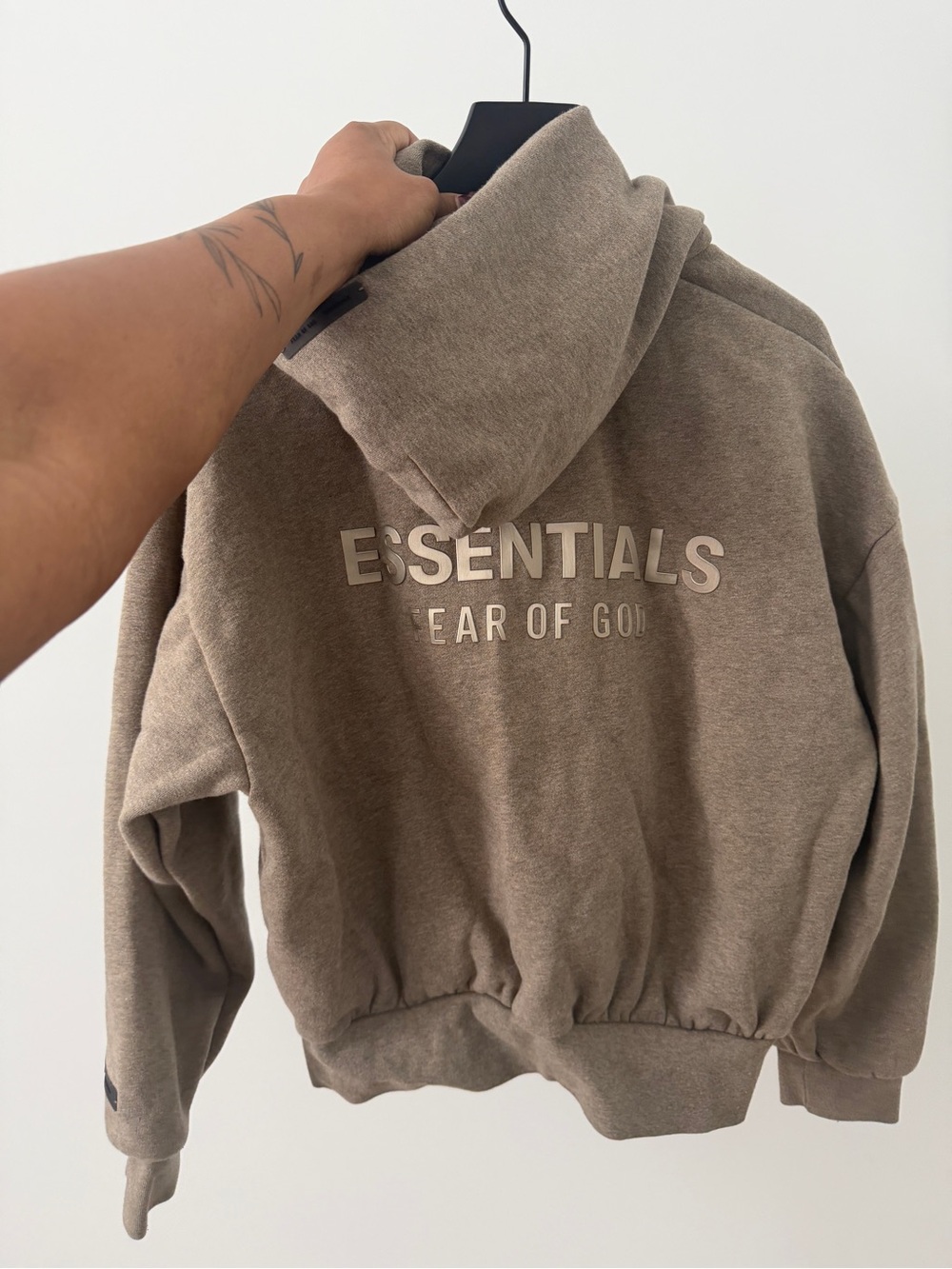 Fear of God Men’s Zip-Up Hoodie in Taupe